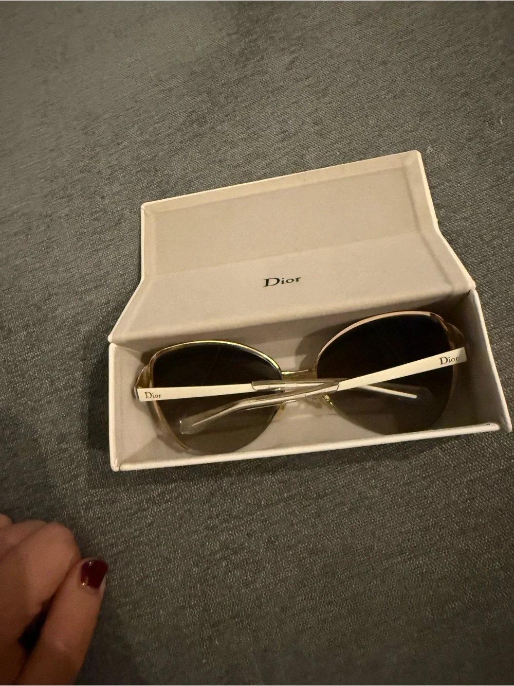 Dior White and Gold Eyes 1 Cat Eye Sunglasses with Brown Gradient Lenses